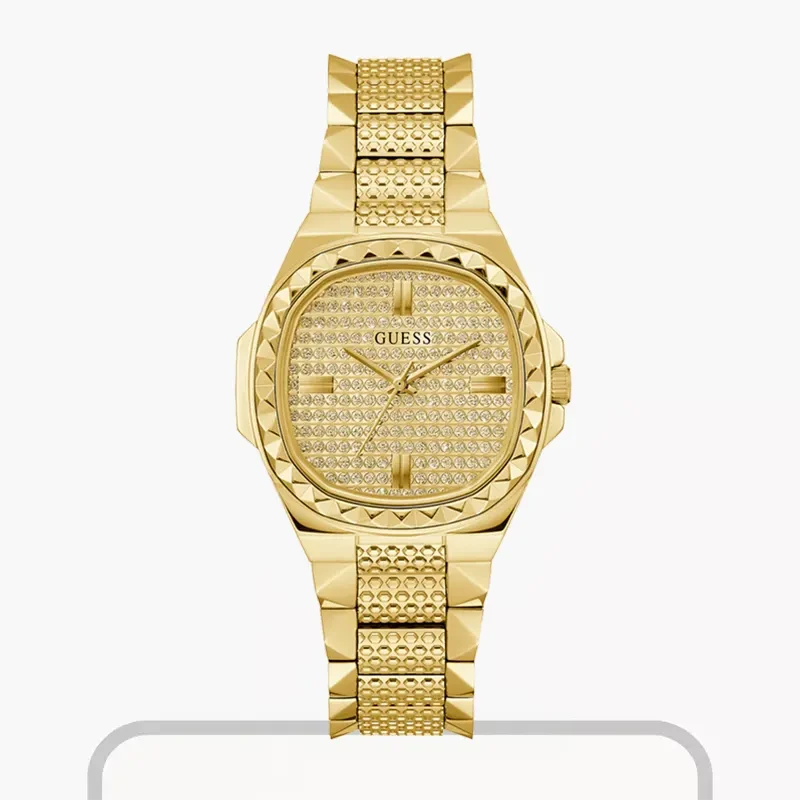 Guess Rebellious Champagne Dial Gold-tone Ladies Fashion Watch- GW0601L1